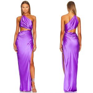 NEW The Sei x REVOLVE One Shoulder Cut Out Gown Grape Purple Silk Maxi Dress XS